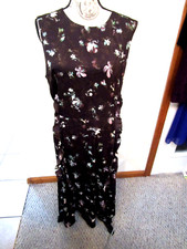 SIMPLY VERA-BLACK/MULTI-FLORAL-RUFFLED-ZIP-ROUND NECK-MAXI DRESS-SIZE-XXL-NWT