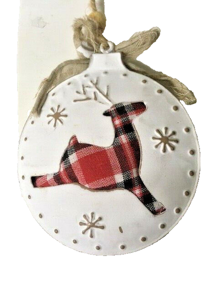 Weihnachtsdeko Aus Metall Und Stoff Christbaumkugel Rentier 11 Cm-image