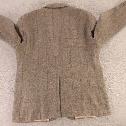 VINTAGE veste tweed XL beige marron foncé à carreaux deux tons houblon laine USA 46R - Photo 9/15