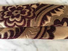 Upholstery Fabric Cut Velvet Floral Pattern 56"W Color Wine Free Ship  Returns