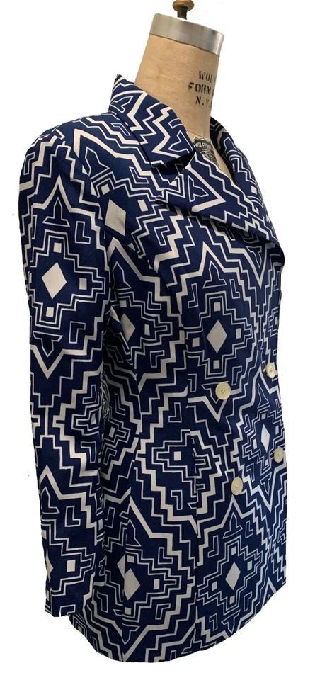 Chaqueta Blazer JACK FIN Vintage Años 70 Doble Pecho Gráfico Para Mujer - Talla S/M Foto 2 de 4