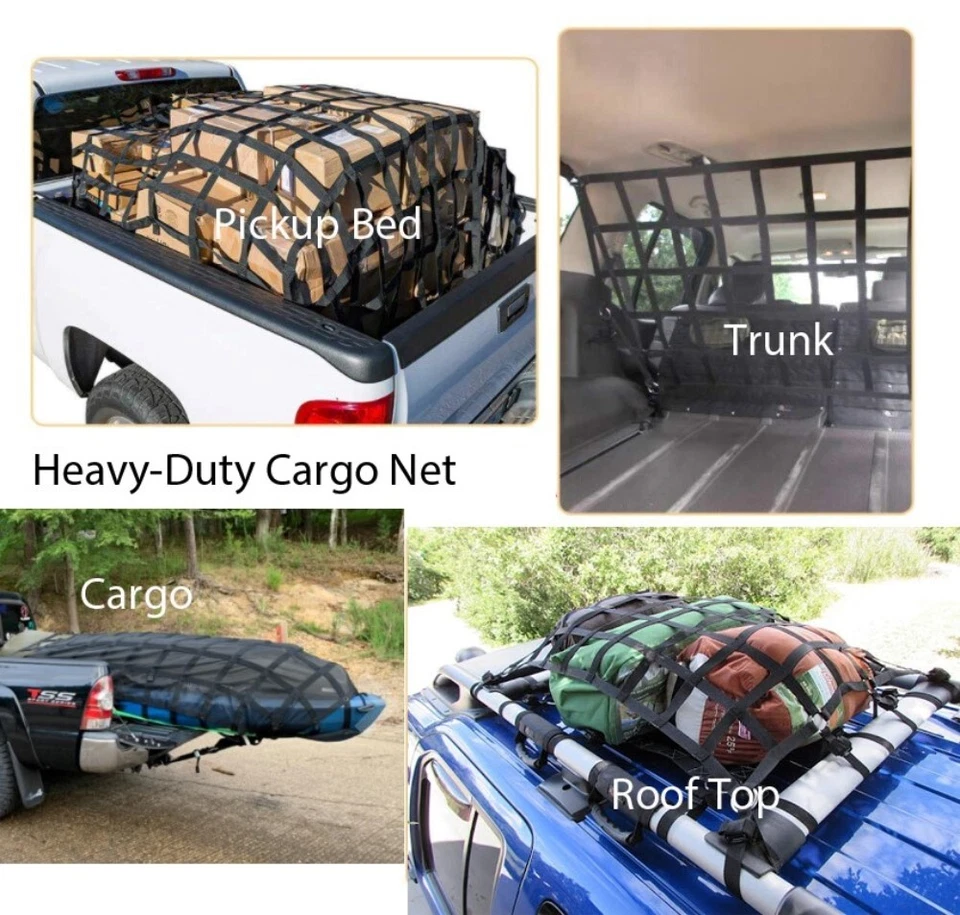 7.5ft Heavy-Duty Tie Down Cargo Net for Infiniti Trunk Bed Trailer or Roof Top - Изображение 4 из 4