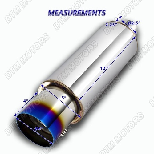 Silenciador de acero inoxidable de 4"" estilo punta de quemadura + silenciador universal 1 - Imagen 5 de 6