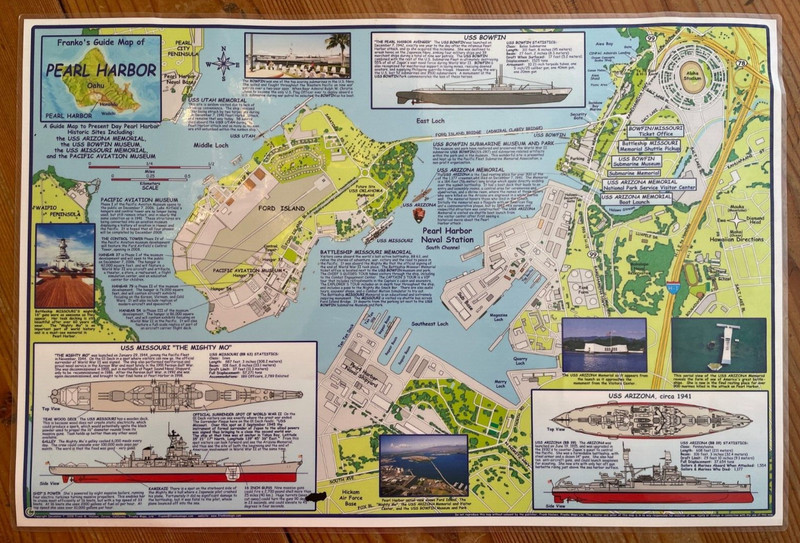 FRANKO MAPS,  LTD Pearl Harbor 2-Sided Waterproof Map: Current & 12/7/41 History