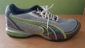 zapatillas puma gris y rosa