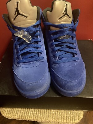Air Jordan 5 V Retro Blue Suede Sneakers 136027-401 Men display picture 2