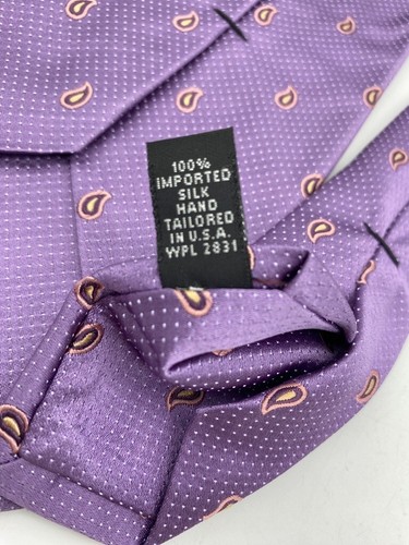 Ike Behar Mans Tie Purple Lilac Paisley Patterned Fine Silk 58" hand sewn - Picture 5 of 6