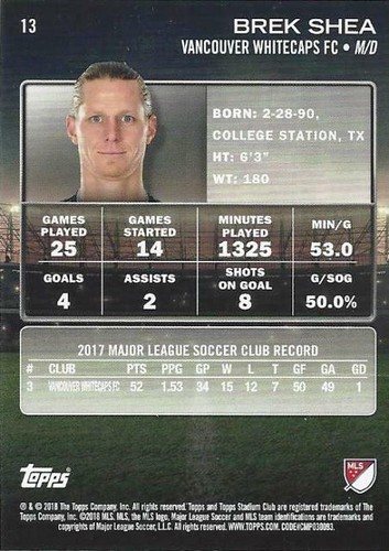 2018 Topps Major League Soccer Stadium Club Base Common Black and White (11-20) - Picture 22 of 36