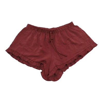Polly & Esther Womens Medium Shorts Sleep Nightie Red Satin Ruffles