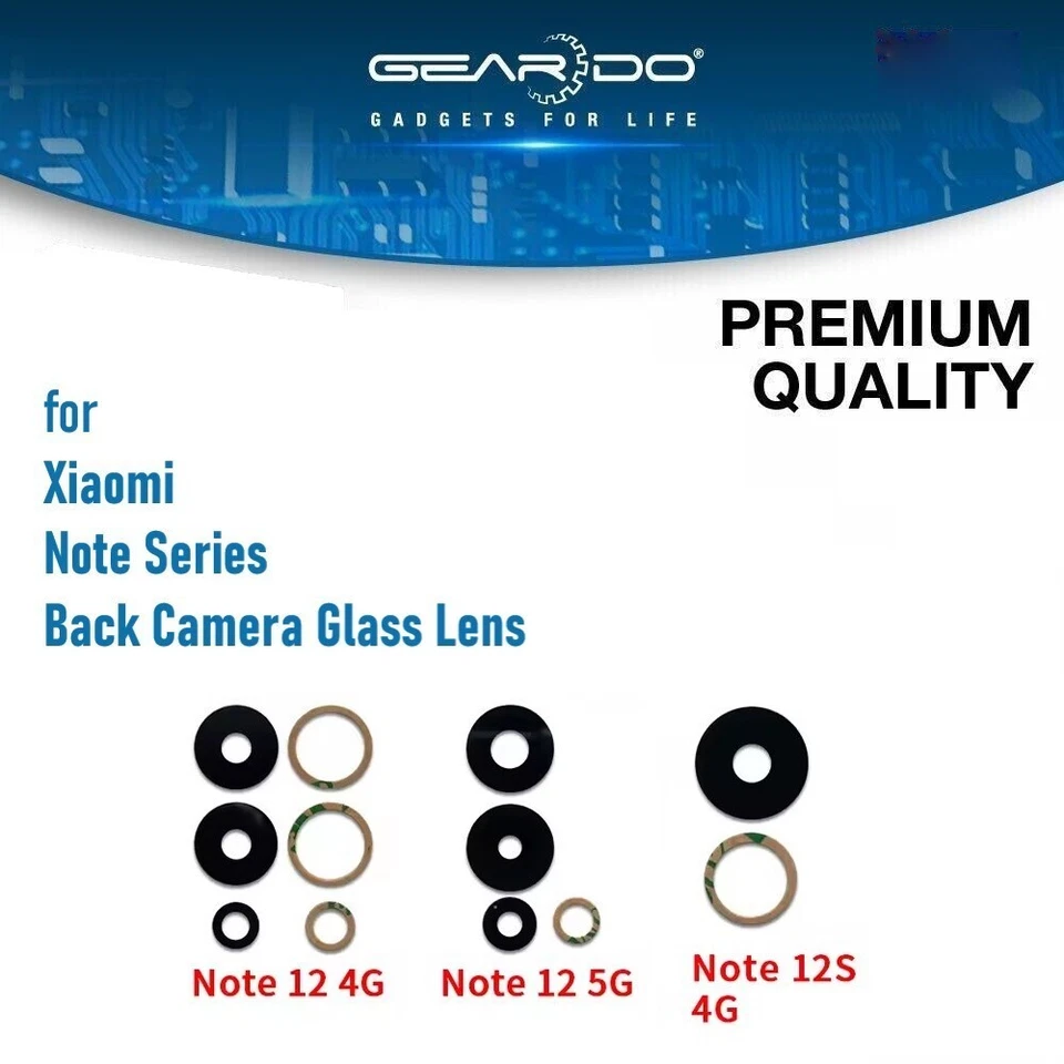 GEARDO Camera Lens for Xiaomi Redmi Note 12 4g/5g | Note 12s Back Rear + Adhesive