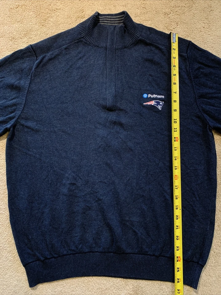 EUC Cutter & Buck NFL NEW ENGLAND PATRIOTS 1/4 Zip Cotton Sweater NAVY M MSP $95 - Image 4 of 4