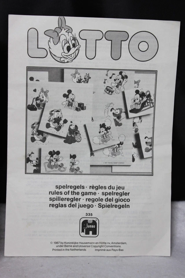 Raro Juego De Colección 1987 Disney Babies Lotto por Jumbo Bingo Tipo Juego a Juego Foto 3 de 4