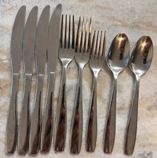 Ornative stainless silverware set china glossy plain 9pc set