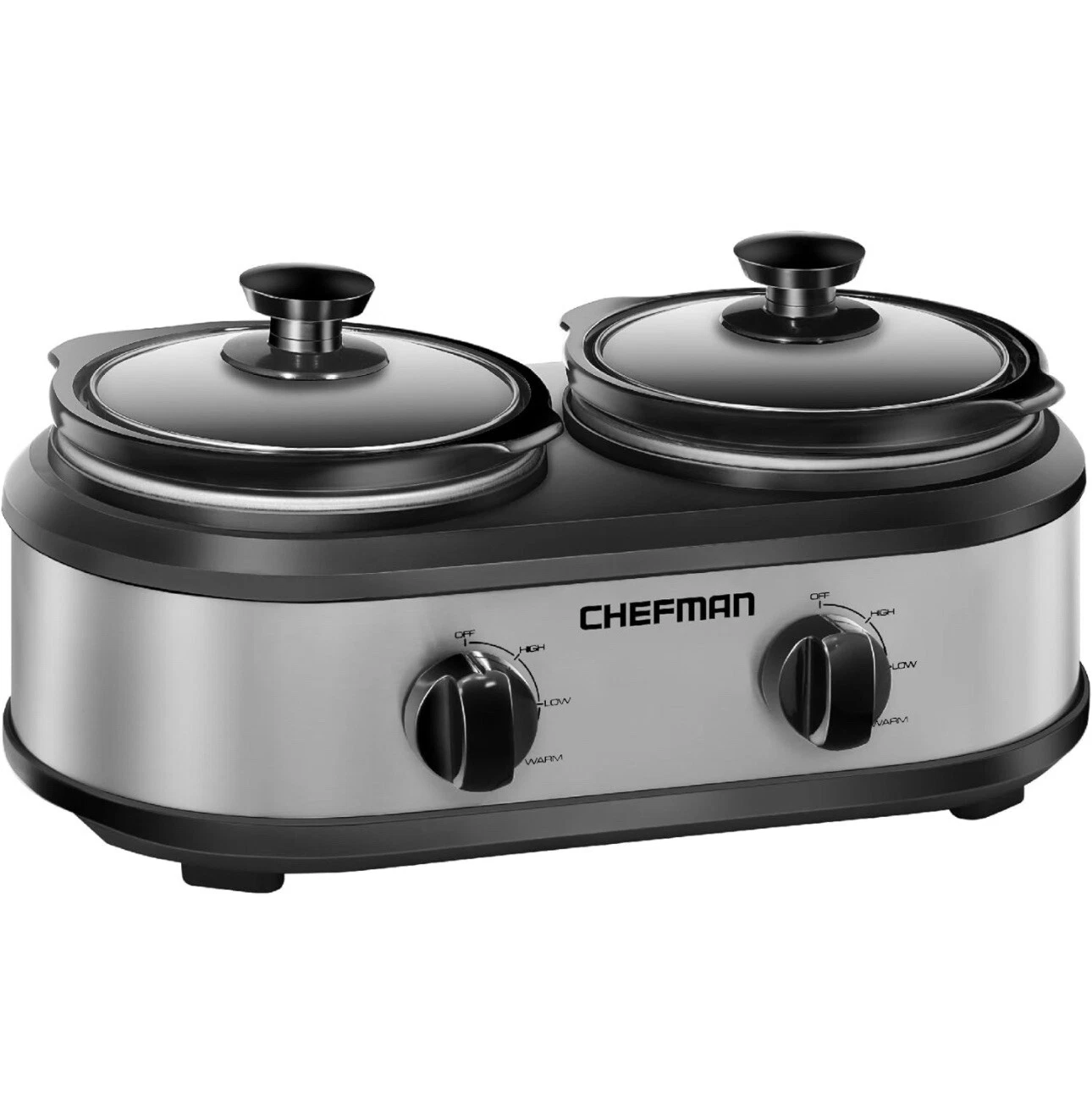 Chefman Double Round Crock Slow Cooker + Buffet Server 2 x 1.25 Qt RJ15-125-D