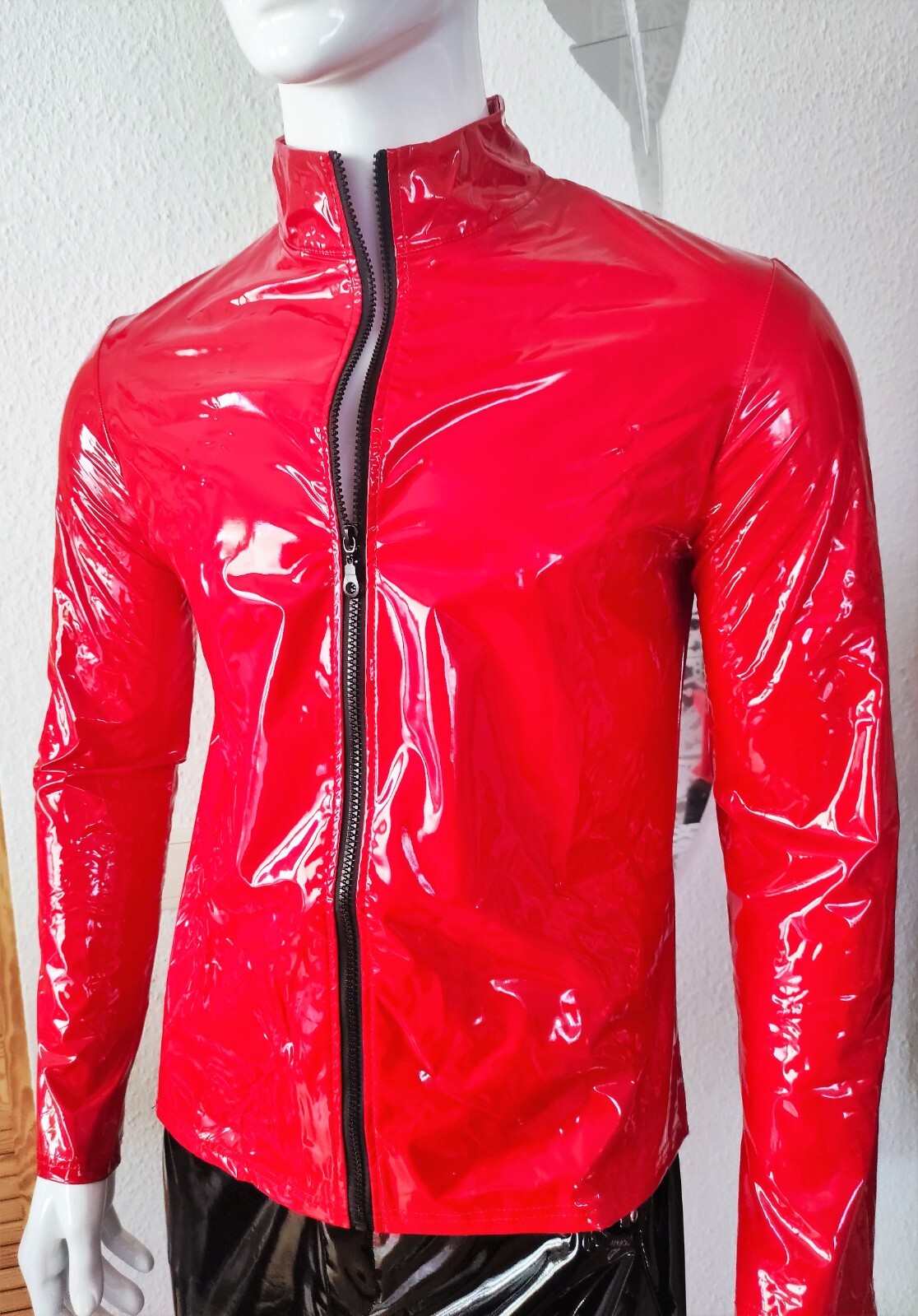 ALTRA Nuovissimo!!! Camicia uomo X tra Hot pelle verniciata super morbida e lucida vernice rosso S