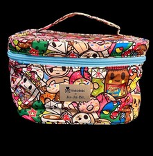 Tokidoki x JuJuBe Lunch Box Makeup Bag Top Handle Tokipops Double Zipper Charms