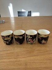 Royal Winton Black Pekin Egg Cups X4 1950s Vintage Chic 