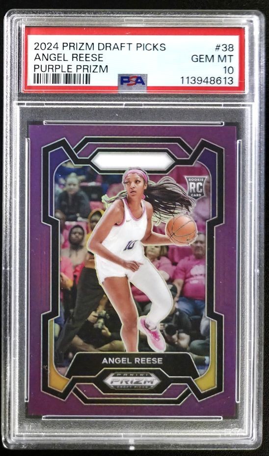 2024 Panini Prizm Draft Picks Angel Reese Rookie /75 Purple #38 PSA 10