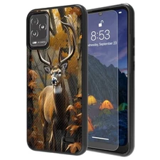 for Phone Case with Tempered Glass Screen BLU View 5 Pro Camouflage Forest Deer