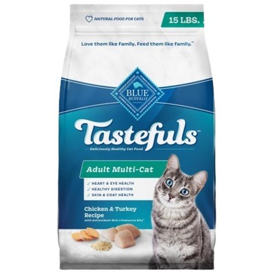 Adult Cat Food - Blue Buffalo Tastefuls Chicken Turkey 15 lb Bag