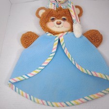 Vintage Fisher Price Sleepy Time Bear Teddy Lovey Blue Security Blanket 1985