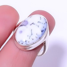 Dendritic Opal - Brazil 925 Sterling Silver Solitaire Ring s.9 R7571-28