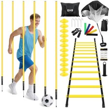 GHB Soccer Agility Training Equipment, 6 Agility Poles, 20ft Speed Ladder, 12...