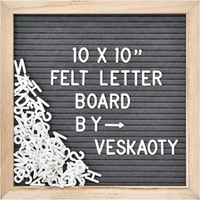 Felt Letter Board with 294 Letters, Numbers & Symbols - 10 X 10 Inch Changeable