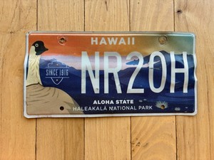 2017 Damaged Hawaii National Park License Plate