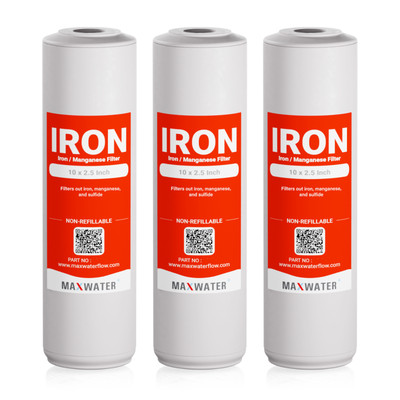 3 Packs Iron Manganese water filters for whole house systems size 10'' x 2.5'' 
