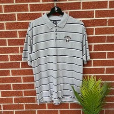 Vintage 1997 looney tunes taz embroidered striped polo shirt