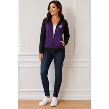 Ralph Lauren Active LRL Womens Purple Black Colorblock Full Zip Hoodie M Jacket