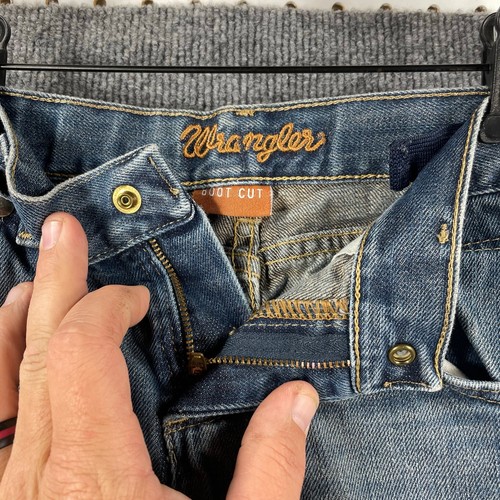 Wrangler Bootcut Jeans Boys 7 Reg Blue Denim JRT2ONS Snap Zip Cowboy Cut - Picture 4 of 10