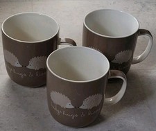 3 X Next Hedgehog Tea Coffee Mugs Beige
