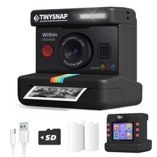 Instant Print Camera Kids Dual Lens 2.4 Inch Screen 32GB Card Black Toy Gift