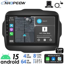 4+64GB CarPlay Android 15 Head Unit Radio For Jeep Renegade Sat Nav WIFI BT RDS