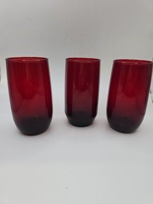 Vintage Anchor Hocking Royal Ruby Roly Poly Tumblers (Set of 3 Tumblers)