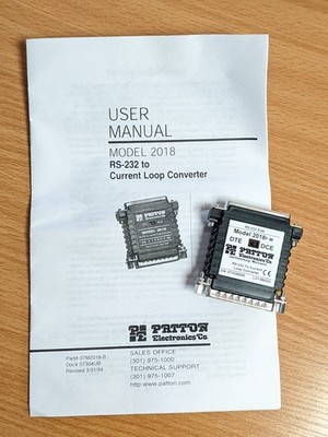 Patton Model 2018 RS-232 zu Stromschleifenwandler neu, mit Bedienungsanleitung