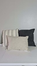 Sofascapes Decorative Throw Pillow 3 Pack Set Stripe Charcoal Beige Cream NEW