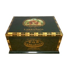 Por Larranaga La Romana Lacquered Wood Cigar Humidor Chest Green Gold w Tray