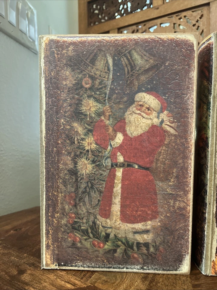 Libro de imitación de madera Navidad conjunto de 2 manchas secretas o envoltura de regalo alternativa 10x7x5 Foto 3 de 4