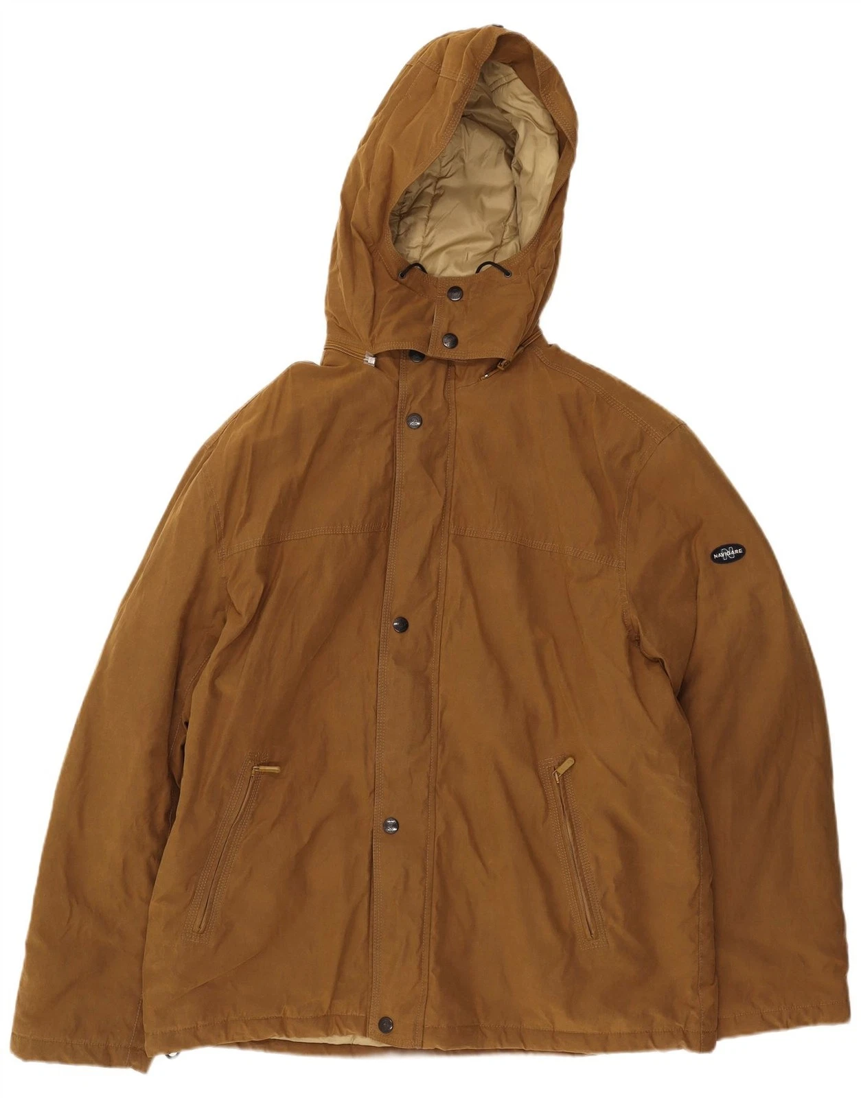 Navigare Mens Hooded Windbreaker Jacket UK 44 2XL Brown Cotton DI01