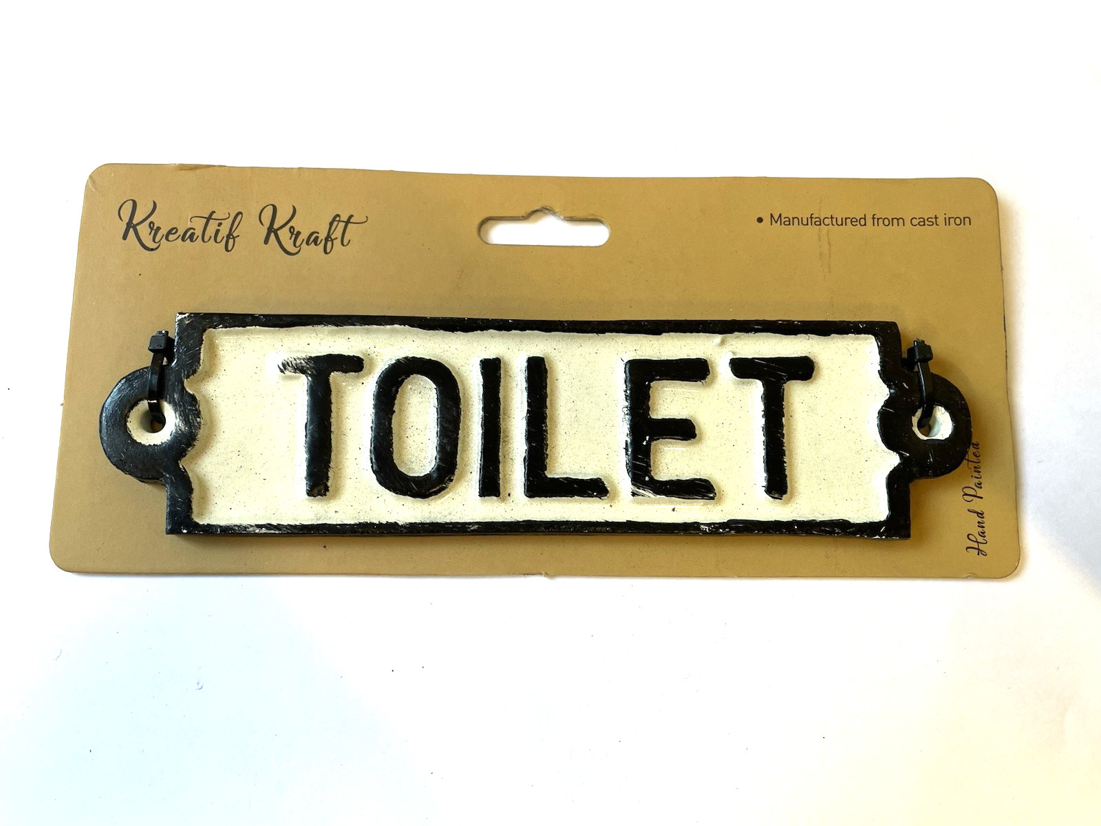 Cast Iron Toilet sign Antique style Hand Painted Appr 190 x 48 x 5mm Free P & P