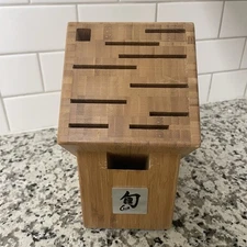 Shun Knife Block 11 Slot Cutlery Bamboo Wood Chef Kitchen Set