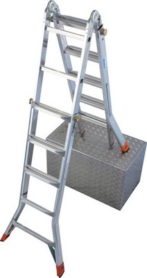 Krause Aluminium-Gelenk-Teleskopleiter MONTO TeleMatic 6,05 m  Klappleiter