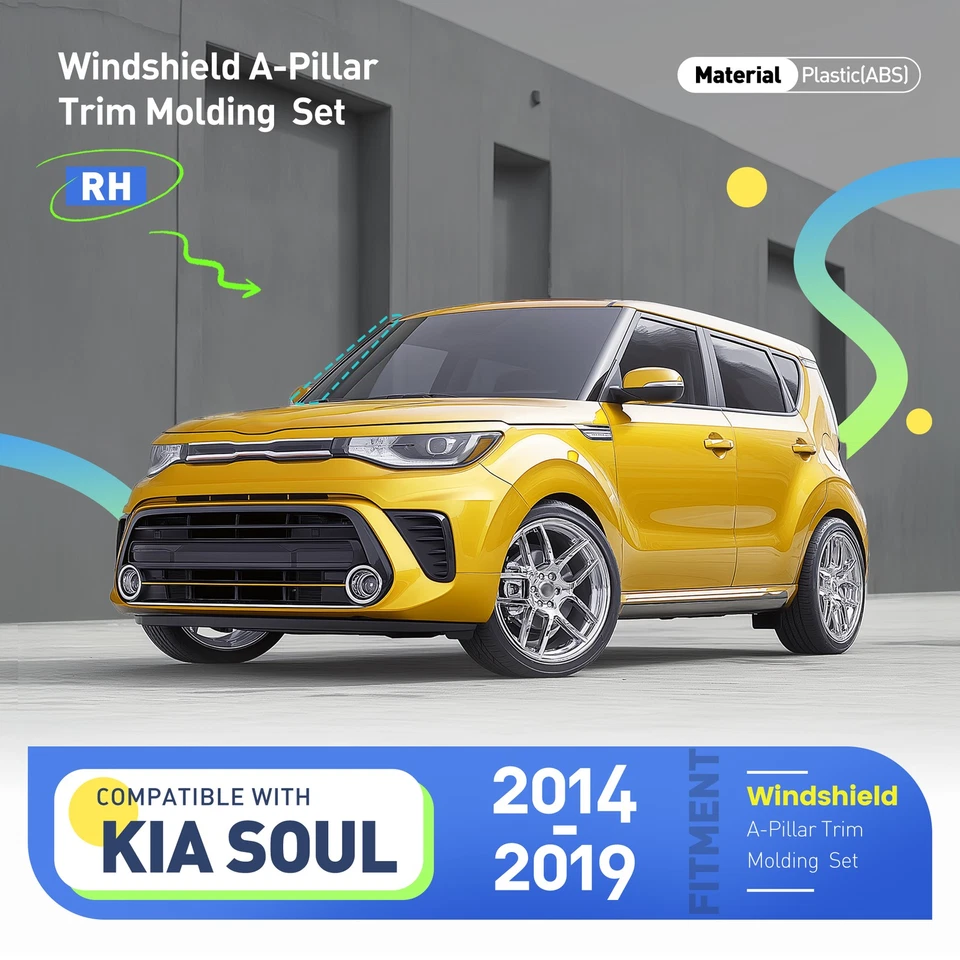 For Kia Soul 2014-2019 Windshield Pillar Trim Exterior Molding Garnish Right Foto 2 de 4