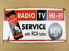VINTAGE RCA RADIO SERVICE MOTOR OIL SERVICE PUMP STATION GASOLINE PORCELAIN SIGN