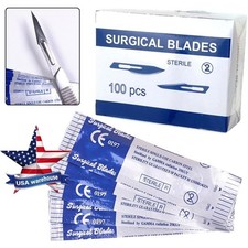 100 Sterile Surgical Blades Medical Dental Tools 10/11/15/22/24/60 Carbon Steel