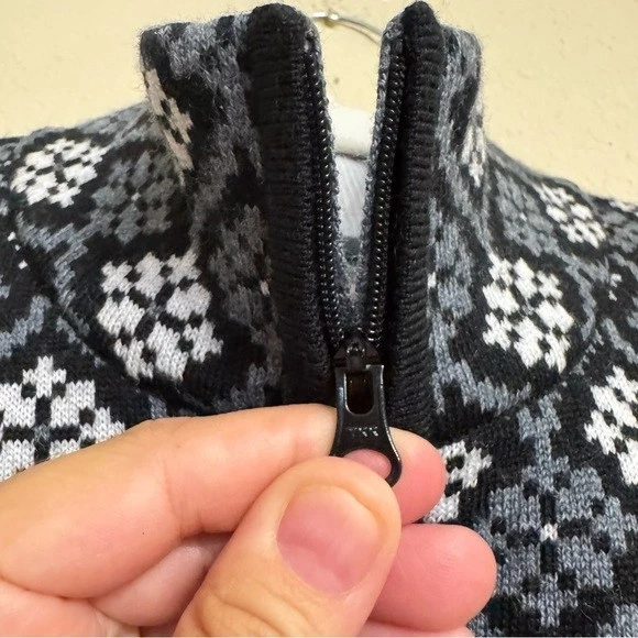 Suéter Cárdigan Obermeyer Fair Isle Cremallera Completa Nórdico Invierno Negro M ESQUÍ NIEVE Foto 4 de 4