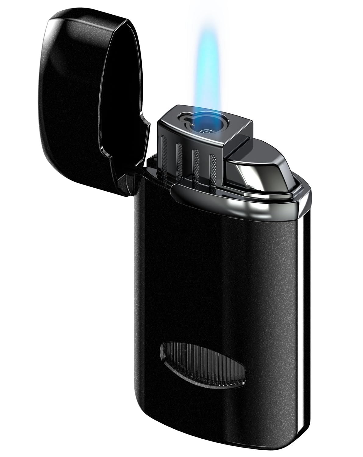 Briquet Gaz Rechargeable Noir Nacré pour le Camping et les Soirées en Terrasse
